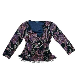 Floral Black and Purple Women's Top
